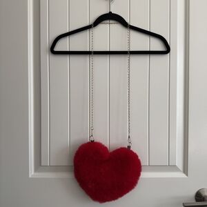 Red Heart Plush Crossbody Bag